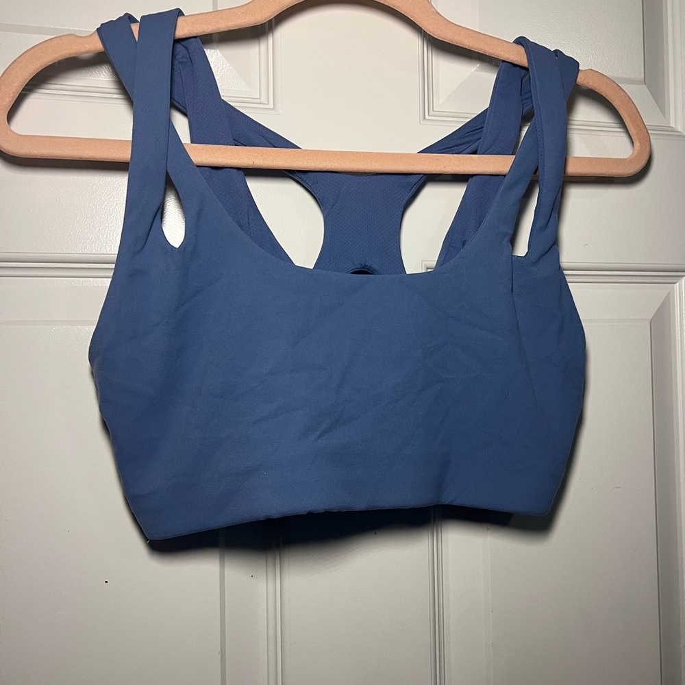 Athleta Cottage Blue Racerback Strappy Sports Bra